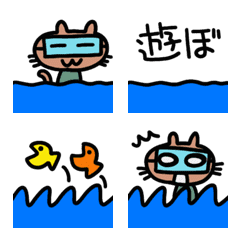 [LINE絵文字] 海の絵文字シリーズ★にゃんこダイバーの画像