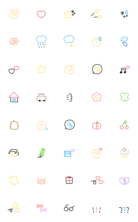 [LINE絵文字]シンプル線画☆mix ②の画像一覧