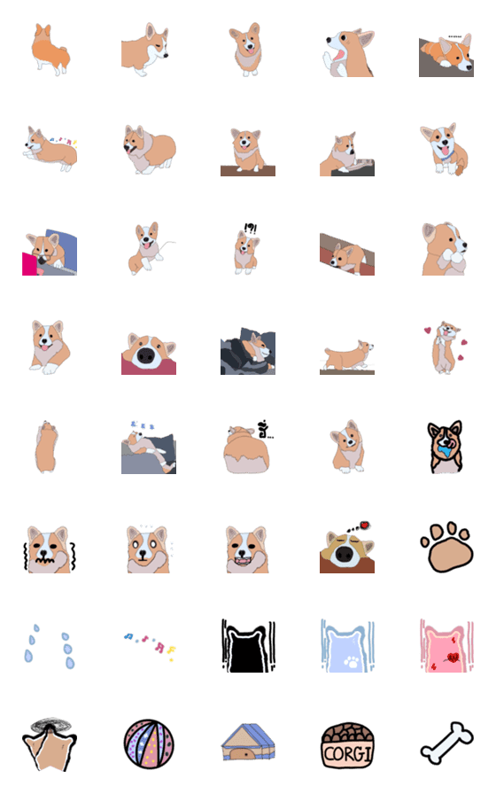 [LINE絵文字]Midmid corgi emojiの画像一覧