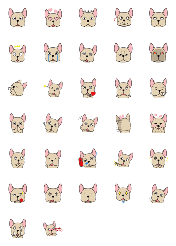 [LINE絵文字]Moo Moo French Bulldogの画像一覧