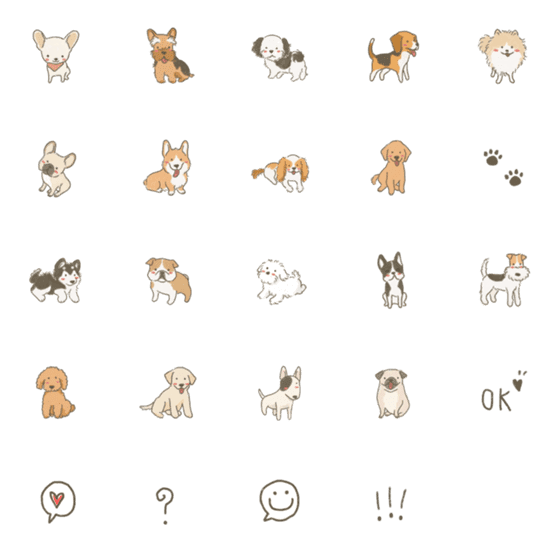 [LINE絵文字]Dog Cute emojiの画像一覧