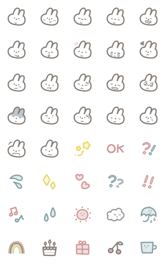 [LINE絵文字]ゆるめのうさぎの画像一覧