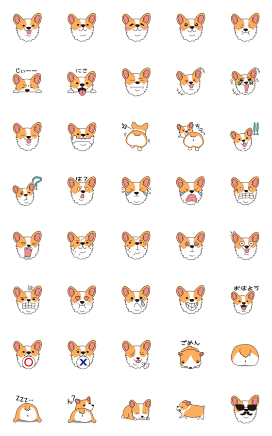 [LINE絵文字]コーギーの画像一覧