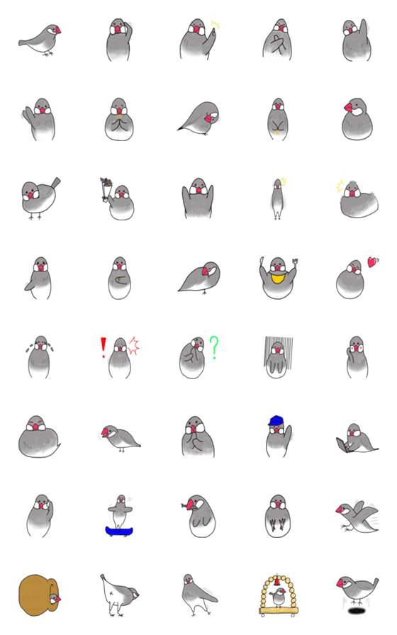 [LINE絵文字]文鳥絵文字 むすちゃんだよの画像一覧