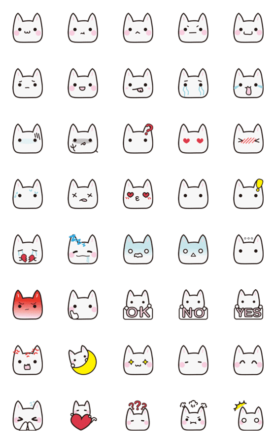 [LINE絵文字]White cat (daily)の画像一覧