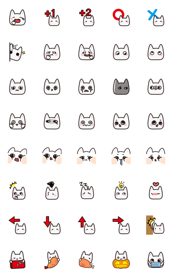 [LINE絵文字]White cat2(daily)の画像一覧