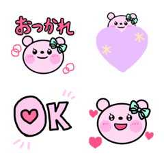 [LINE絵文字] ピンクのくま かわいい絵文字の画像