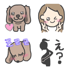 [LINE絵文字] 女の子とわんちゃんの画像