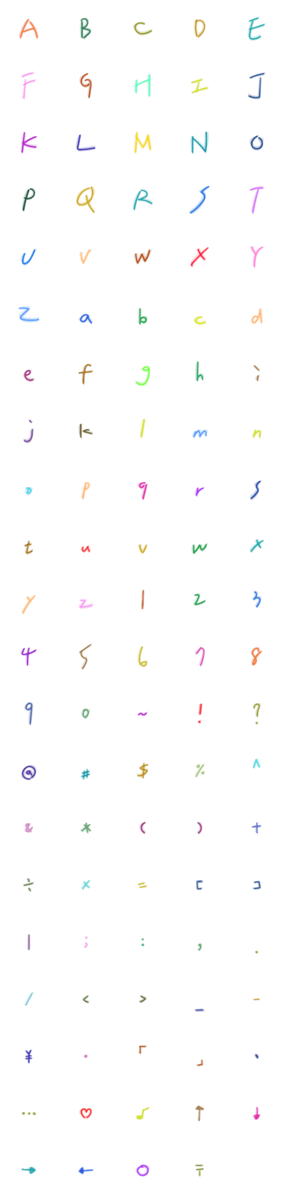 [LINE絵文字]English alphabet/Numeral colorの画像一覧