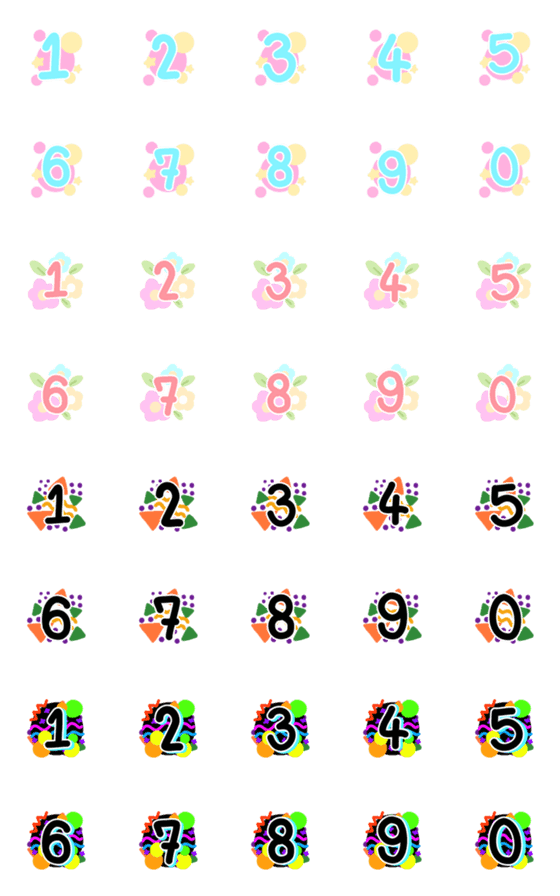 [LINE絵文字]Number pastel colorful emojiの画像一覧
