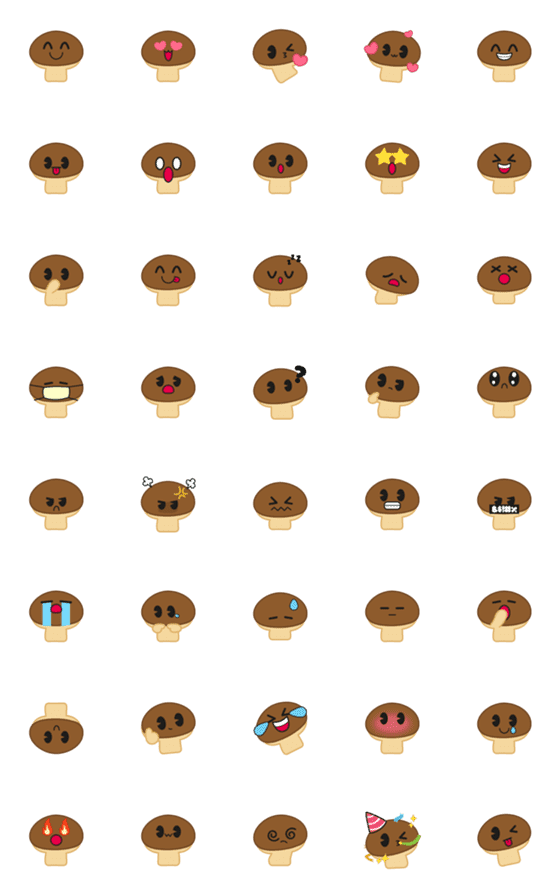 [LINE絵文字]Cutest Mushroom Emojiの画像一覧