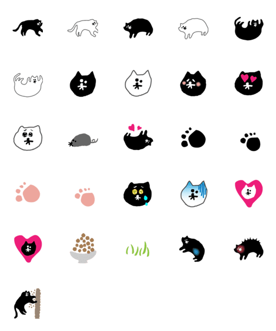 [LINE絵文字]染のみどりの黒猫つゆの絵文字の画像一覧