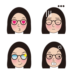 [LINE絵文字] glasses girl's lifeの画像