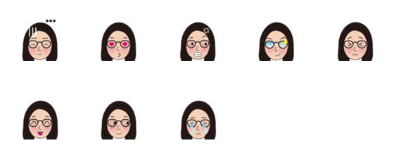 [LINE絵文字]glasses girl's lifeの画像一覧