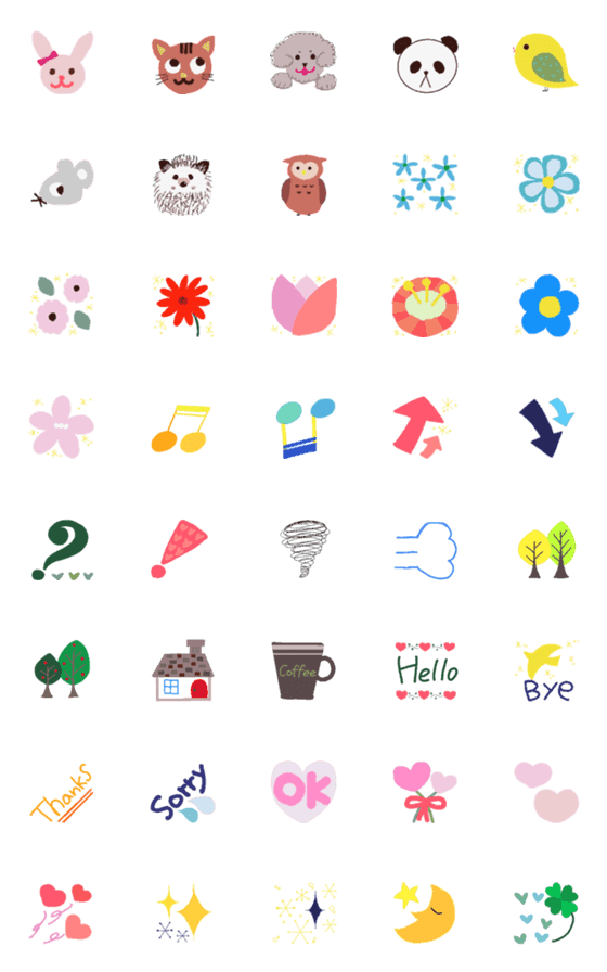 [LINE絵文字]Cute and colorful daily Emojiの画像一覧