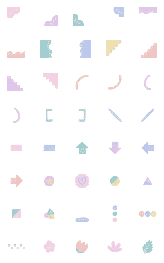 [LINE絵文字]Pastel Colors of Shapes and Dotsの画像一覧