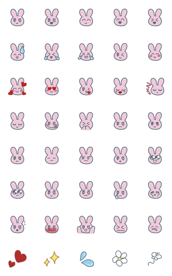 [LINE絵文字]Pink no Rabbitの画像一覧