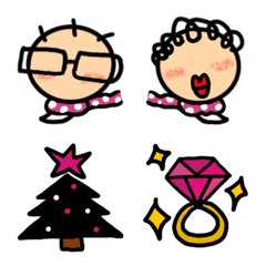 [LINE絵文字] Grandfather and grandma and winter emojiの画像