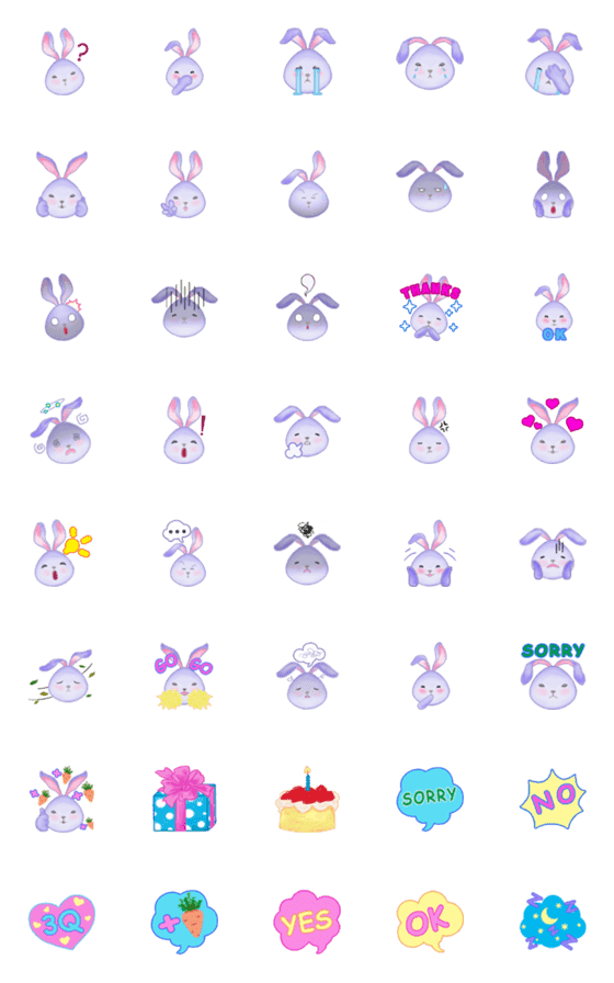 [LINE絵文字]VIOLET RABBIT EMOJI #1の画像一覧