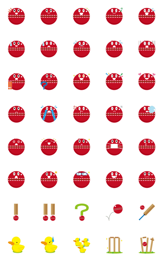 [LINE絵文字]クリケットボールの絵文字の画像一覧