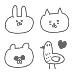 [LINE絵文字] うさお、ねこたろ、くまきち、たまにトリの画像