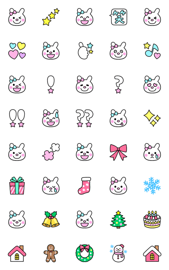 [LINE絵文字]◆リボンうさぎ＆冬*絵文字♪◆の画像一覧