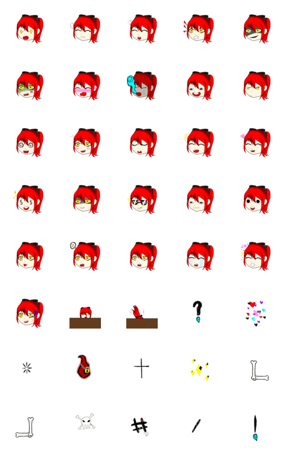 [LINE絵文字]Kami the Red Hair Girl Emojiの画像一覧