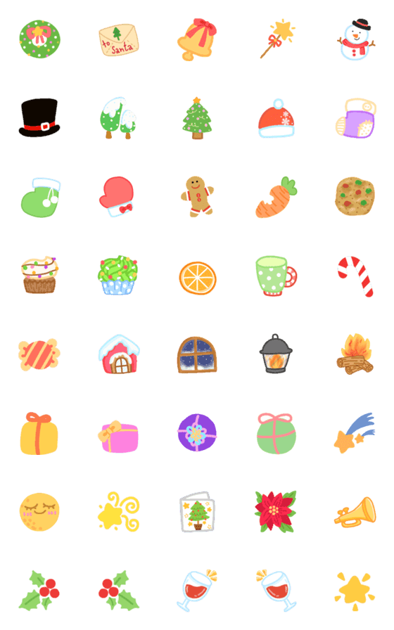 [LINE絵文字]Christmas pastel colorful emojiの画像一覧