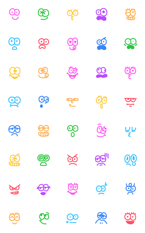 [LINE絵文字]ポップな表情絵文字の画像一覧