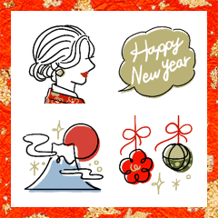 [LINE絵文字] オトナ女子♡〜 New Year〜【丑】の画像