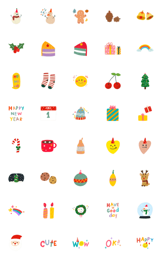 [LINE絵文字]Happy Cute New Year ＆ Christmasの画像一覧