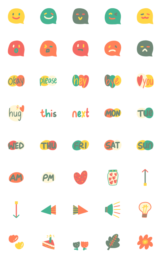 [LINE絵文字]Everyday Emojis: Delightful Colorsの画像一覧