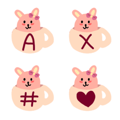 [LINE絵文字] Bunny teacup Cute emoji letters ＆Numberの画像