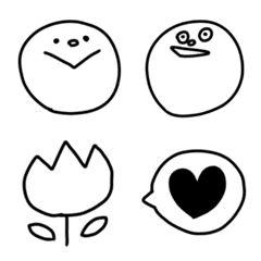[LINE絵文字] simple emoji black and whiteの画像