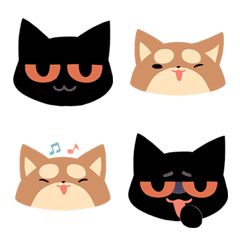 [LINE絵文字] 黒猫と柴犬の画像