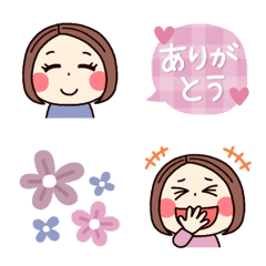 [LINE絵文字] ワンレンヘアの大人女子の画像