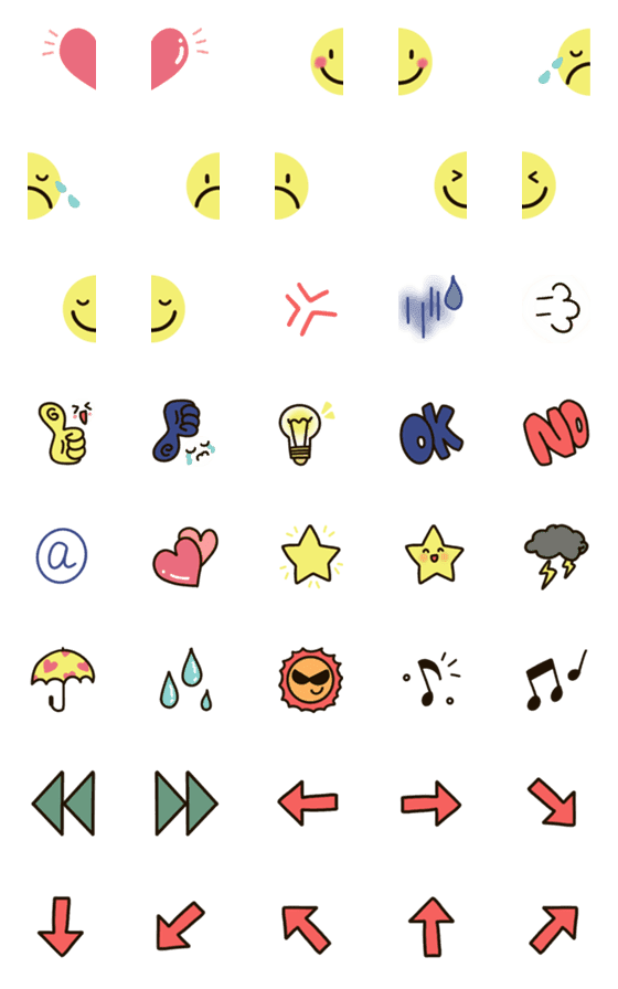 [LINE絵文字]half ＆ half simple emojiの画像一覧