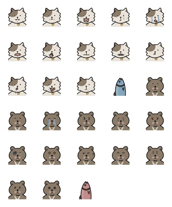 [LINE絵文字]Cat and Bear emoji.の画像一覧