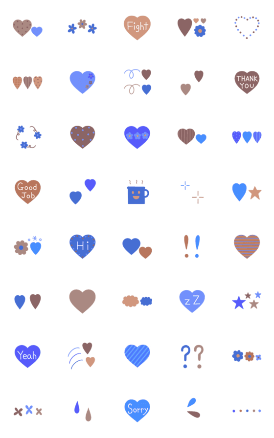 [LINE絵文字]♡ brown・blue ♡の画像一覧