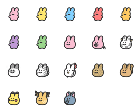 [LINE絵文字]USAGI ANIMAL EMOJIの画像一覧