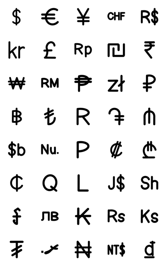 [LINE絵文字]Currency symbol of the worldの画像一覧