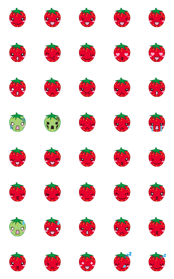 [LINE絵文字]可愛いイチゴ星人 絵文字(修正版)の画像一覧