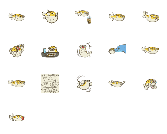 [LINE絵文字]Puffy the puffer fish emojiの画像一覧