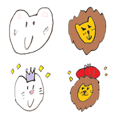 [LINE絵文字] ねこさんとライオンくんの画像