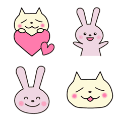 [LINE絵文字] ねこのフレディとうさぎのリリーの絵文字の画像