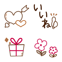 [LINE絵文字] 線画☆絵文字(brown)の画像