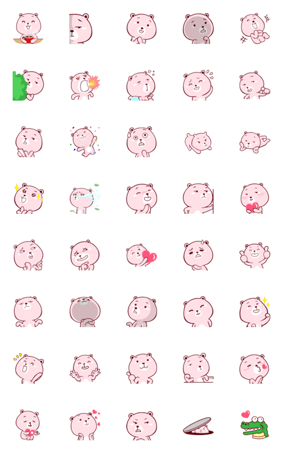 [LINE絵文字]BEAR PINK Emoji so cuteの画像一覧