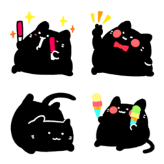 [LINE絵文字] もっちもちの黒猫さん絵文字の画像