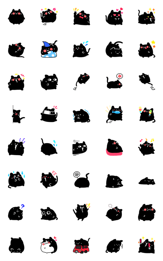 [LINE絵文字]もっちもちの黒猫さん絵文字の画像一覧