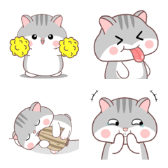 [LINE絵文字] Cute grey hamster : emojiの画像